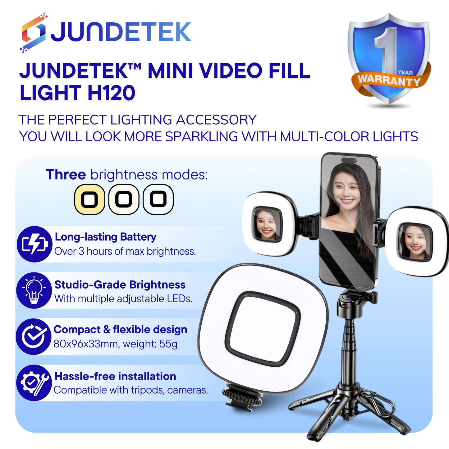 JUNDETEK™ Mini Video Fill-Light H120